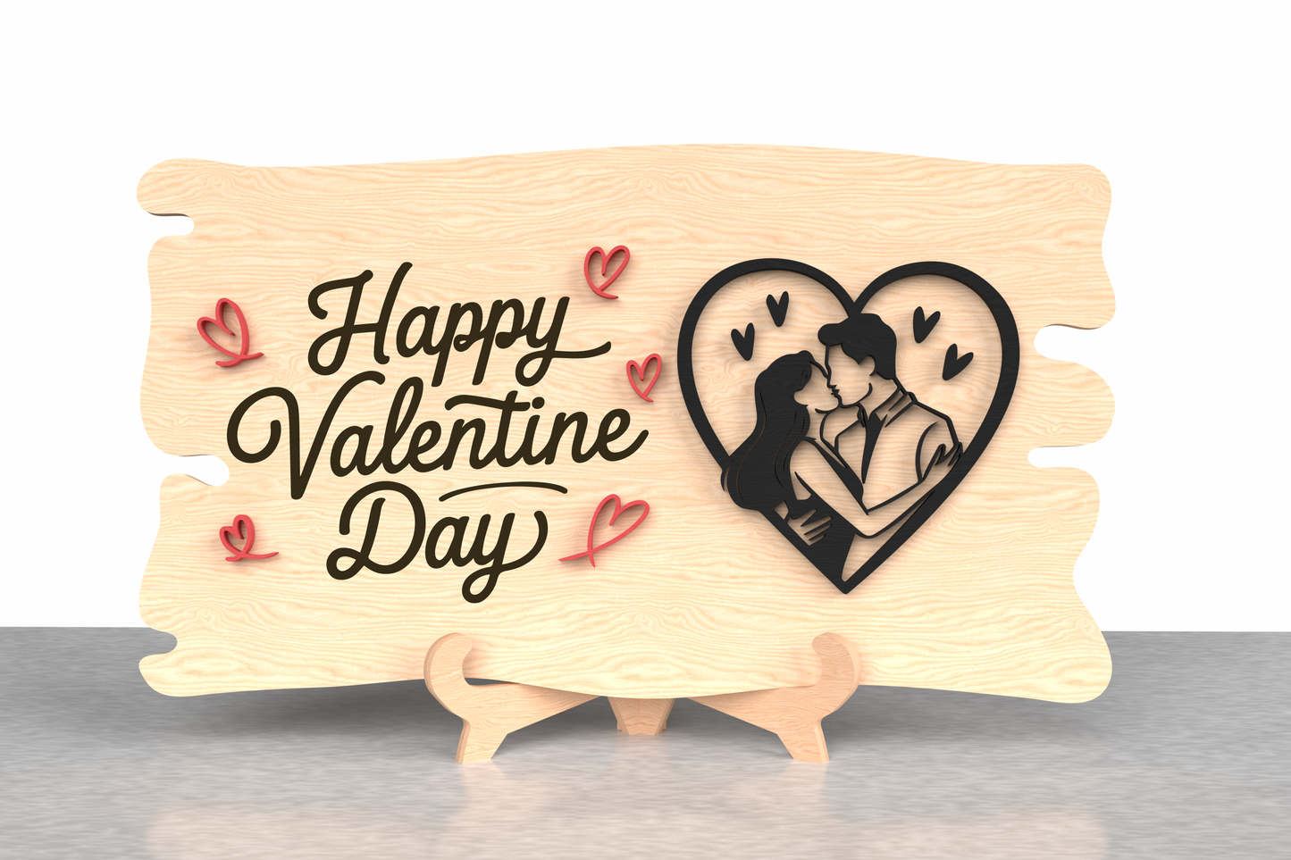 Happy Valentine’s Day Wooden Table Decor – Romantic Couple Design