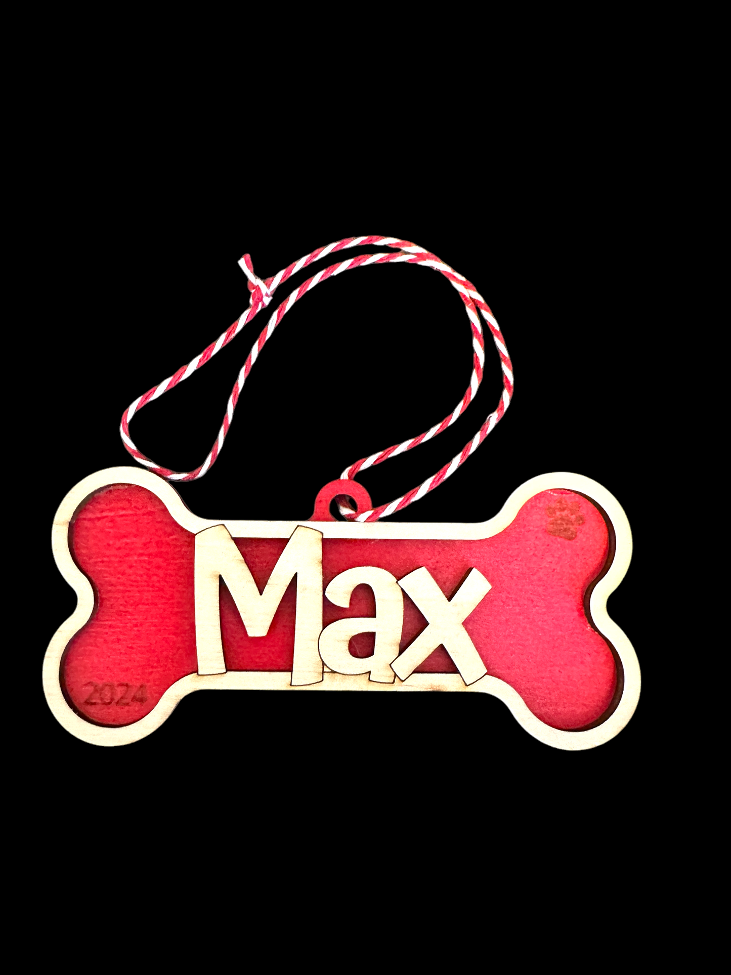 Personalized Dog Bone Ornament – Custom Name and Year