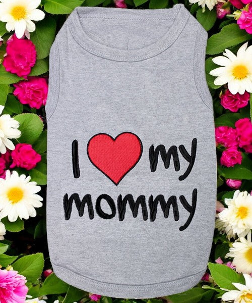 I Love My Mommy Doggy T-shirt - Gray